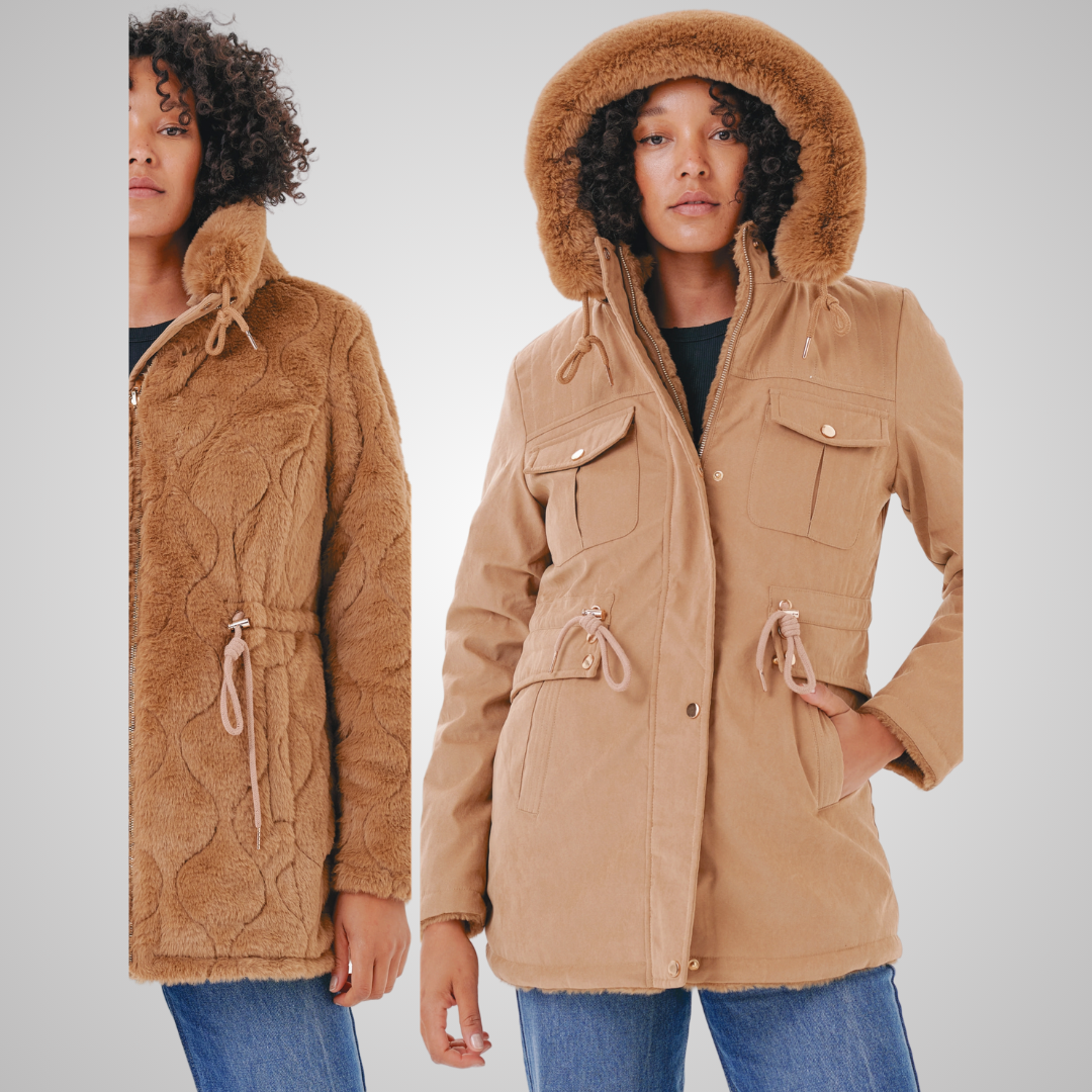 Parka Reversible Con Piel